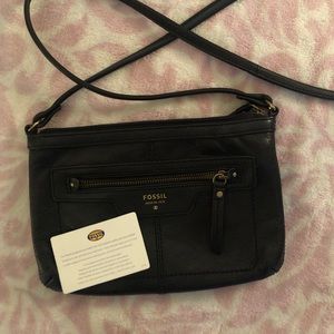 Fossil Black Leather Crossbody